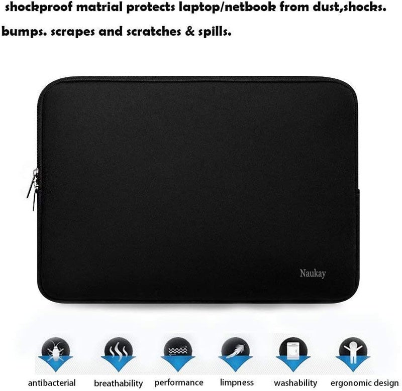 Naukay Laptop Bag 15 Inch, Resistant Neoprene Laptop Sleeve/Notebook Computer Pocket Case/Tablet Briefcase Carrying Bag Compatible for 15.4 inch MacBook Pro, Ultrabook Notebook, (Black) - Image 4